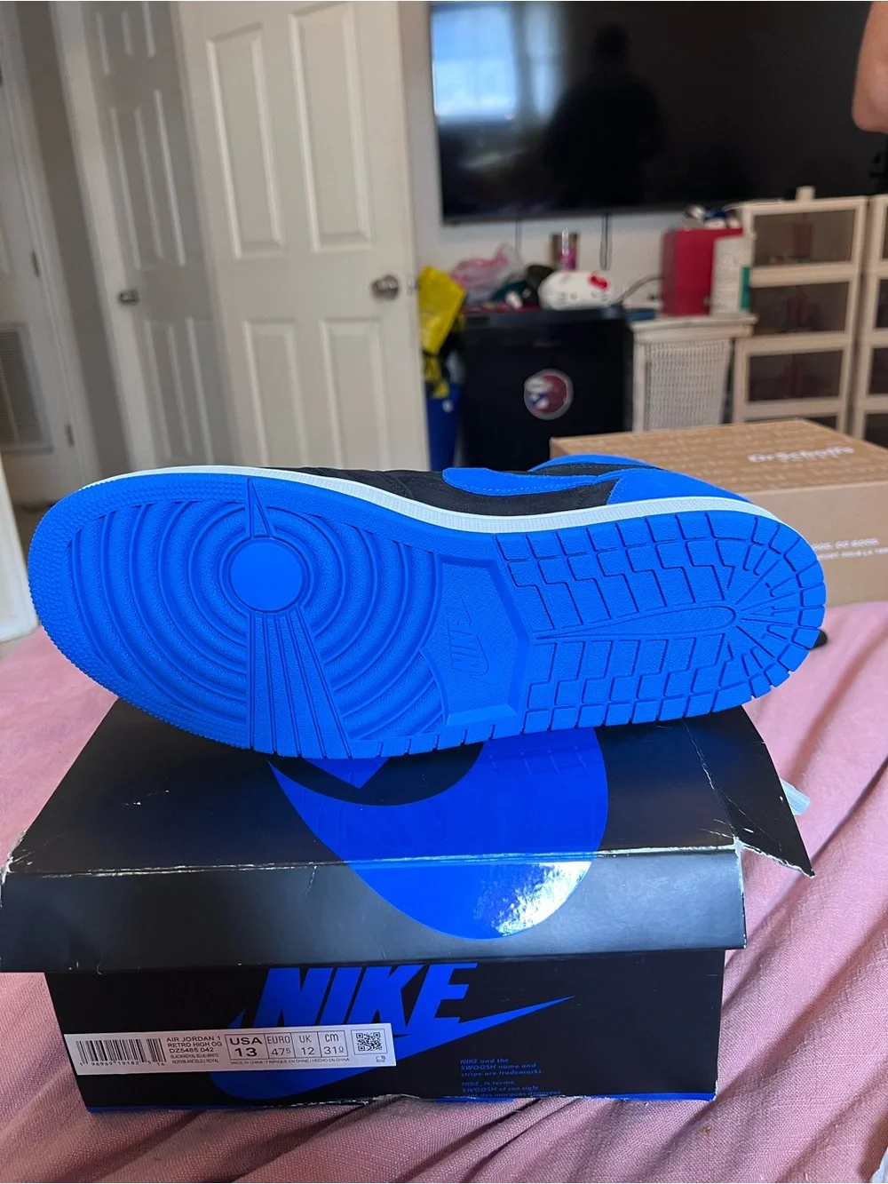 Jordan High-Top Sneakers in Black & Royal Blue